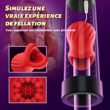 Charger l'image dans la galerie, Red lips-Pompe à pénis 7 succion 5 vibration, Avec 2 Gaines silicones interchangeables