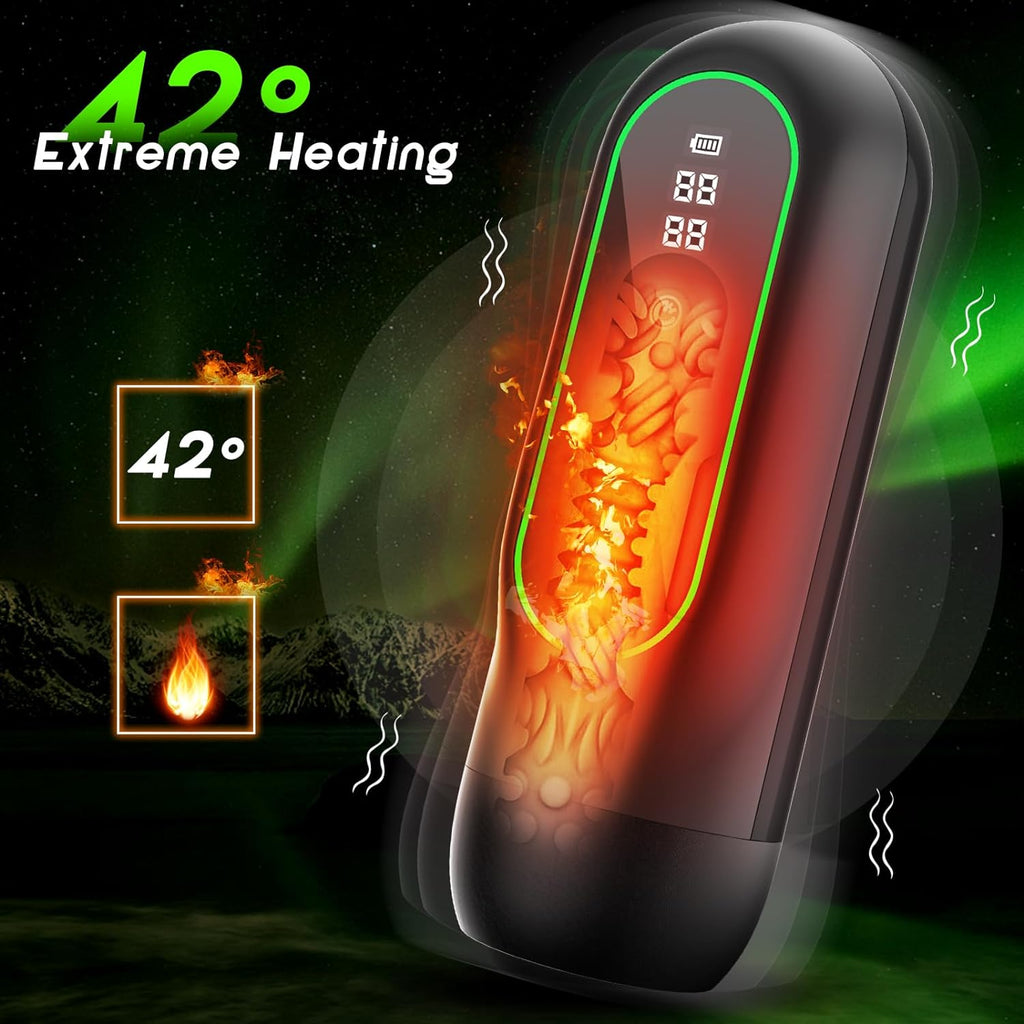 Masturbateur automatique 104 ℉ avec succion, poussée, vibration et chauffage