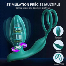 Charger l'image dans la galerie, Vibromasseur anal rotatif à 360° avec fonction de massage de la prostate et télécommande via application, plug anal vibrant avec 9 modes de vibration et 9 modes de rotation, anneaux péniens en silicone et vibromasseurs anaux