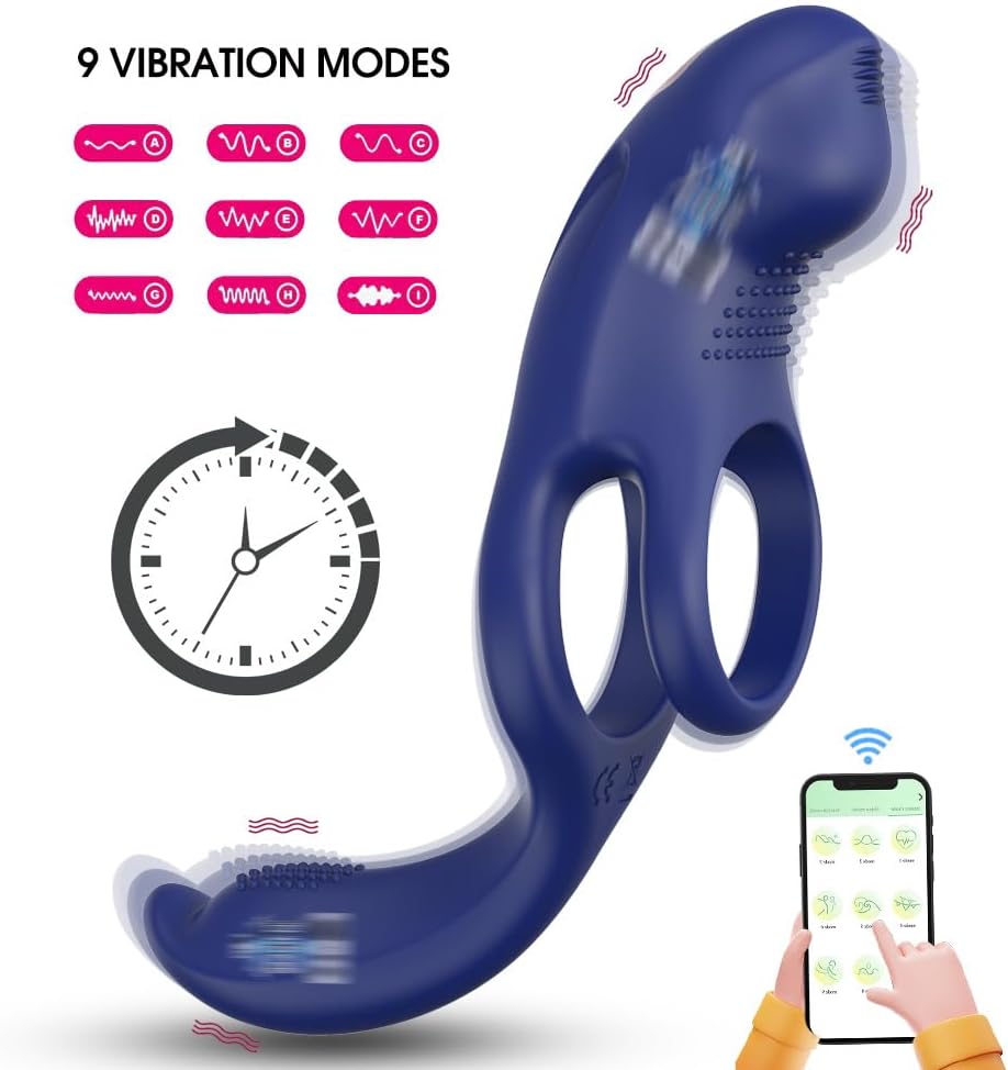 3 EN 1 Masseurs de Prostate Vibrant avec Anneau Pénien, Sex Toys Vibromasseurs Homme à Distance avec Application, Plug Anale Gode Vibro-masseurs avec 9 Modes de Poussée Vibrant pour Couple