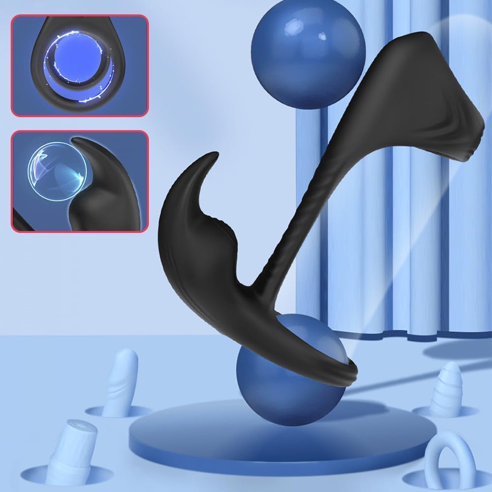 Vibrateurs anneau Pénien, Vibrateurs anaux pour homme Stimulateur de massage de la Prostate avec 10 modes de Vibration Télécommande Vibrant Cockring Anal Plug Jouets sexuels pour hommes Couples