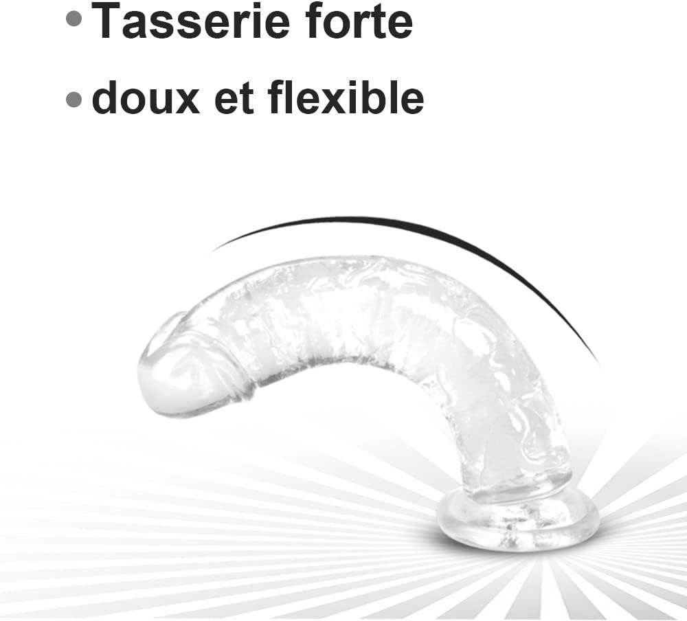 Gode realiste de 18 cm pour femme, souple et adapté aux débutants. Doté d'une gode ventouse, idéal pour femmes et couples. Jouet sexuel pour adultes offrant des plaisirs intenses sex toys