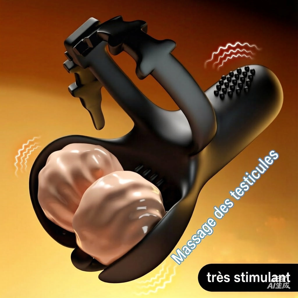 Anneaux vibrants pour pénis en silicone extrême, anneaux vibrants avec testicules, anneaux vibrants pour hommes avec 10 modes de vibration, jouets sexuels pour la stimulation masculine