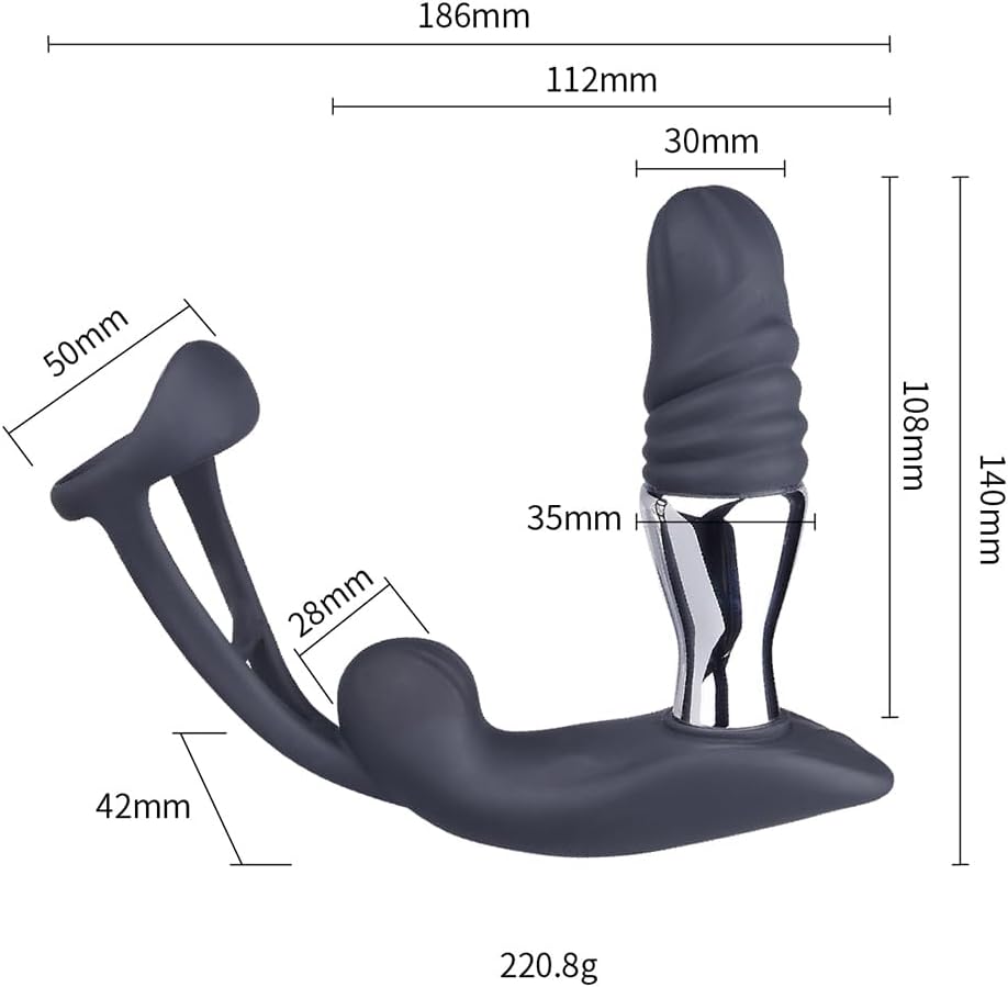 3 en 1 Électro Choc Vibrateur Anal Ance Bague de Pénis Stimulateur de Prostate avec 10 Fonctions de Vibration Télescopique & 3 Modes d'Électrostimulation, Masseur Anal SM Extrême Jouet Sexuel pour Homme en Solo