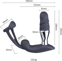 Charger l'image dans la galerie, 3 en 1 Électro Choc Vibrateur Anal Ance Bague de Pénis Stimulateur de Prostate avec 10 Fonctions de Vibration Télescopique &amp; 3 Modes d'Électrostimulation, Masseur Anal SM Extrême Jouet Sexuel pour Homme en Solo