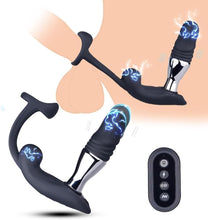 Charger l'image dans la galerie, 3 en 1 Électro Choc Vibrateur Anal Ance Bague de Pénis Stimulateur de Prostate avec 10 Fonctions de Vibration Télescopique &amp; 3 Modes d'Électrostimulation, Masseur Anal SM Extrême Jouet Sexuel pour Homme en Solo