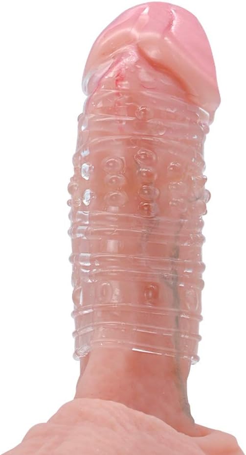 Manchons de Pénis en Silicone Gaines de Pénis à Stimulation Intensive de Particules Transparentes Retarder L'éjaculation Améliorer La Couverture D'agrandissement Du Coq D'érection (jeu de 4)