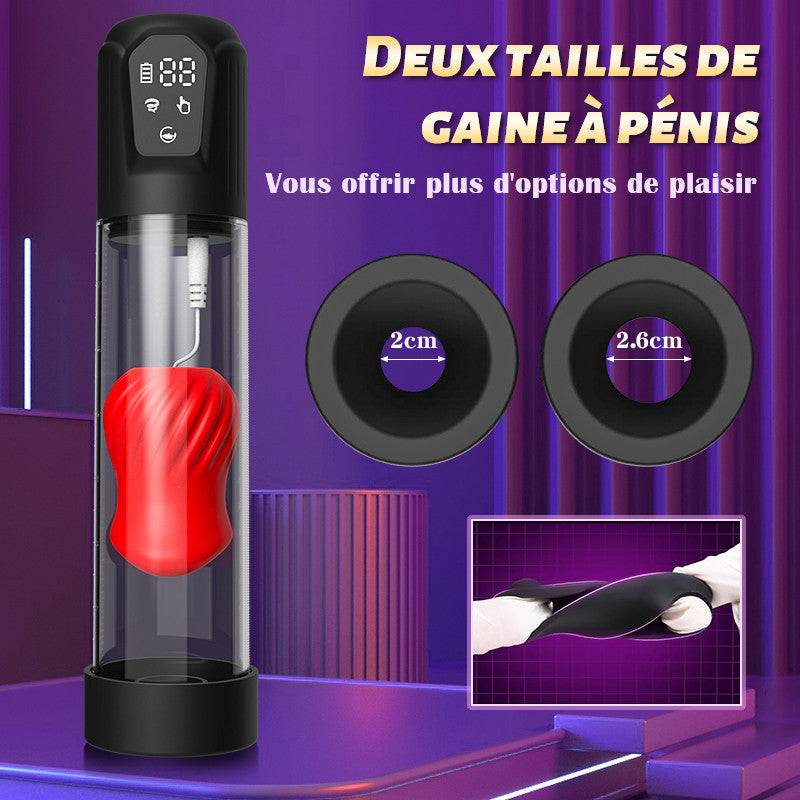 Red lips-Pompe à pénis 7 succion 5 vibration, Avec 2 Gaines silicones interchangeables