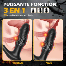 Charger l'image dans la galerie, Masseur de prostate 9 Vibration &amp; 9 va-et-vient de billes &amp; 9 tapotements avec cockring