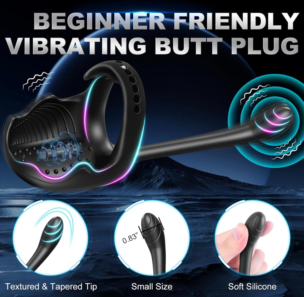 Anneau pénien rumly à 360 ° avec stimulateur de balle et masseur de prostate
