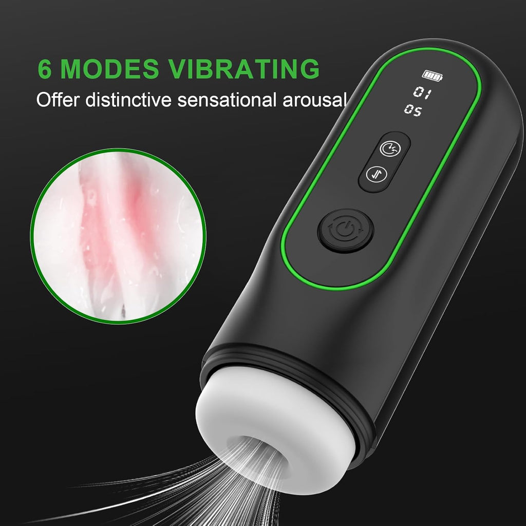 Blowjobsex Machine Automatic Heating Masturbator Stroker with 4 Sucking & 15 Thrusting & 6 Vibrating