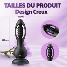 Charger l'image dans la galerie, Plug anal vibrant sans fil avec masseur de prostate pour hommes, télécommande, 10 modes de vibration, design en forme de boule, étanche IPX6, recharge magnétique, silicone médical, silencieux, noir