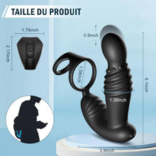 Charger l'image dans la galerie, Masseurs de Prostate Sex Toys Anals avec Anneaux de Pénis, Vibromasseur Anal Télécommandé avec 10 Modes de Poussée &amp; de Vibration, Vibrateur Gode Anal Plug Anal Vibrant Sextoy pour Hommes et Couple