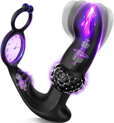 Prostate Homme Plug Anale avec Anneau Pénien, Conception Antidérapante Sex Toys Anals Vibromasseur avec 7 Vibrant et Déplacement des Doigts, 3 EN 1 Plug Anal Gode Vibro-masseur Sex Toýs Homme Couple