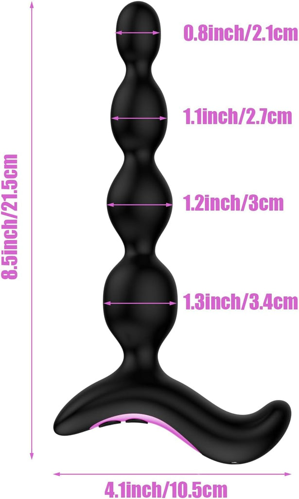 Shkanla Perles Anales Vibrantes pour Hommes Femmes Couples, Plug Anal Sex Toýs Vibromasseurs avec 10 Modes de Vibration, Rechargeable Stimulateur de Point G Masseur de Prostate Gode Anal en Silicone