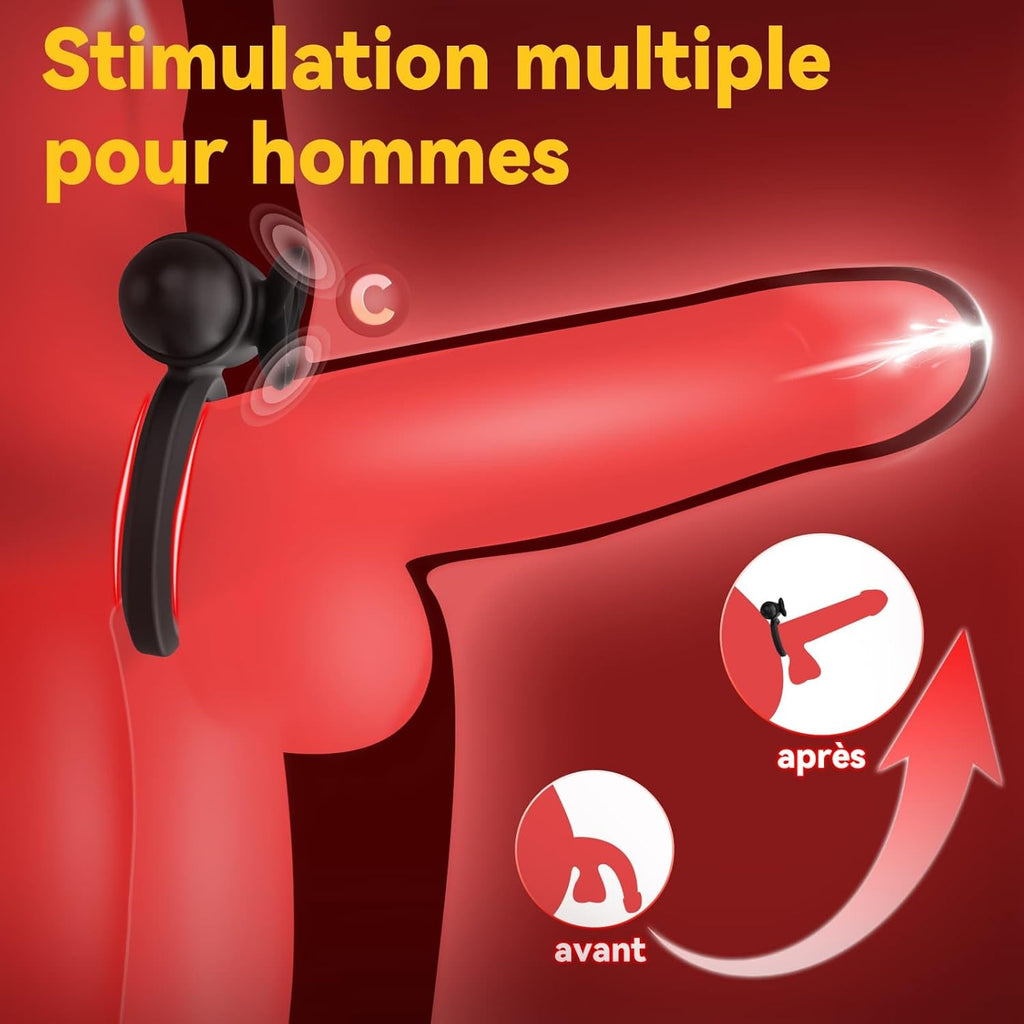 Anneau Penien Vibrant Sex Toýs Homme Couple - Anneaux de Pénis avec Vibromasseur Bullet, Anneau Vibrant Pénis Homme avec 10 Modes de Vibration pour Stimulation Testicules Clitoris Sex Toys Couple