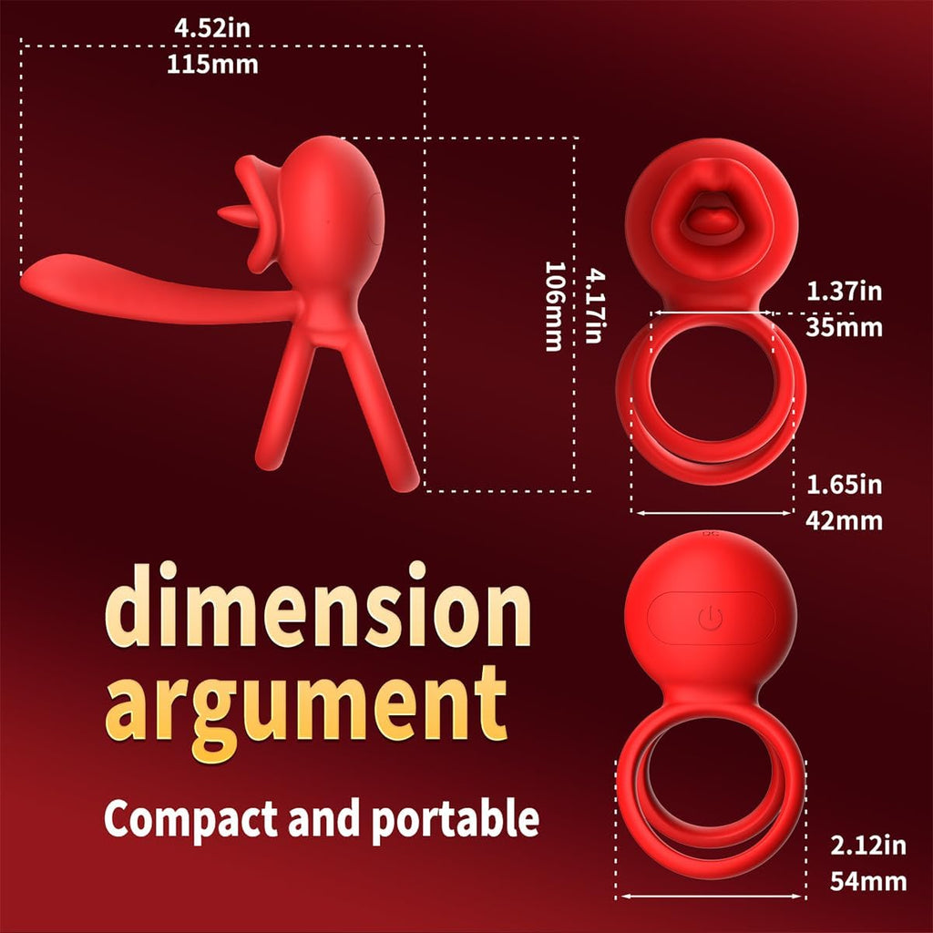 Anneau vibrant pour pénis et clitoris, 9 modes de vibration avec fonction léchage de langue, stimulateur du point G à double anneau en silicone, idéal pour les couples