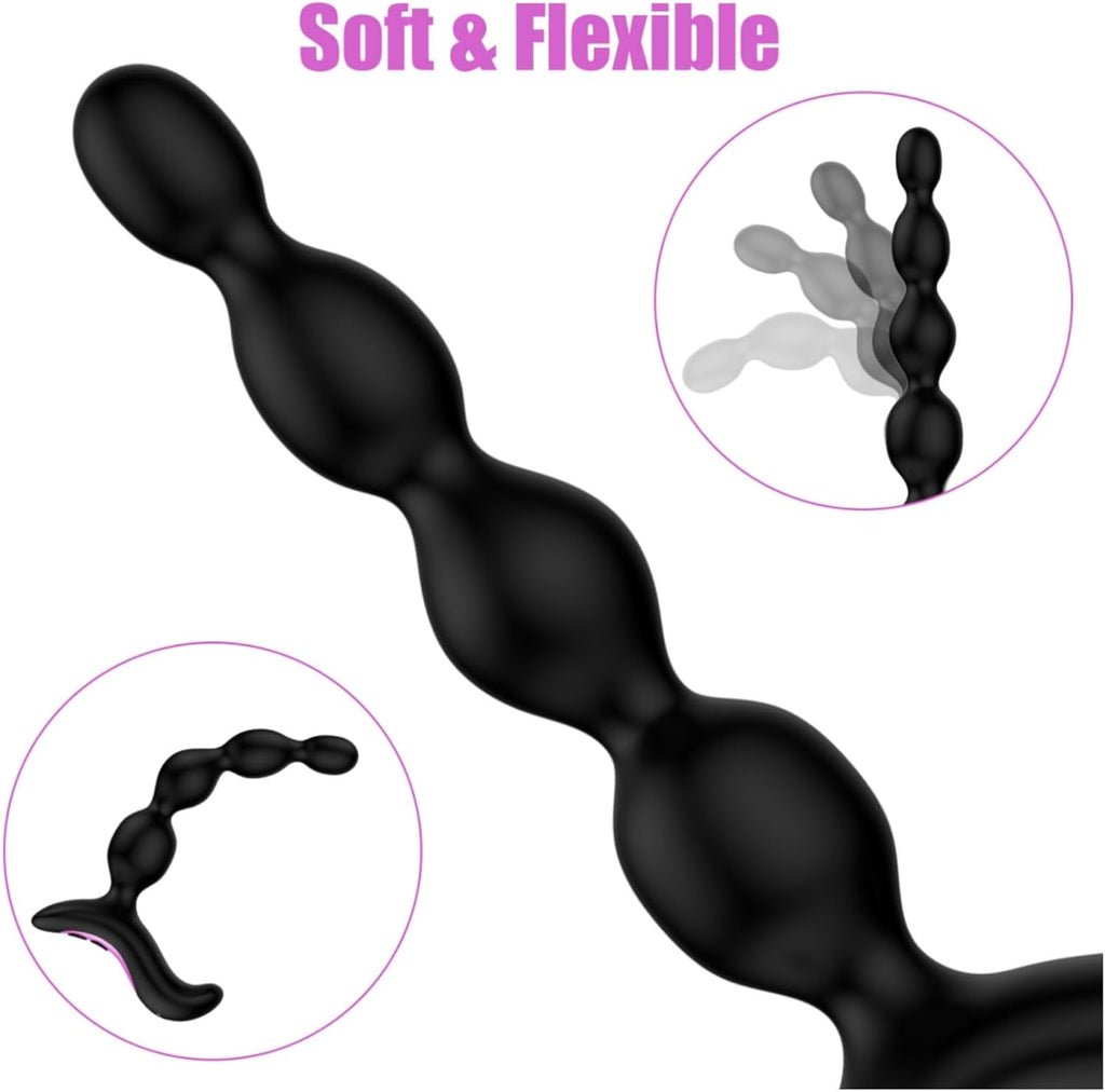 Shkanla Perles Anales Vibrantes pour Hommes Femmes Couples, Plug Anal Sex Toýs Vibromasseurs avec 10 Modes de Vibration, Rechargeable Stimulateur de Point G Masseur de Prostate Gode Anal en Silicone