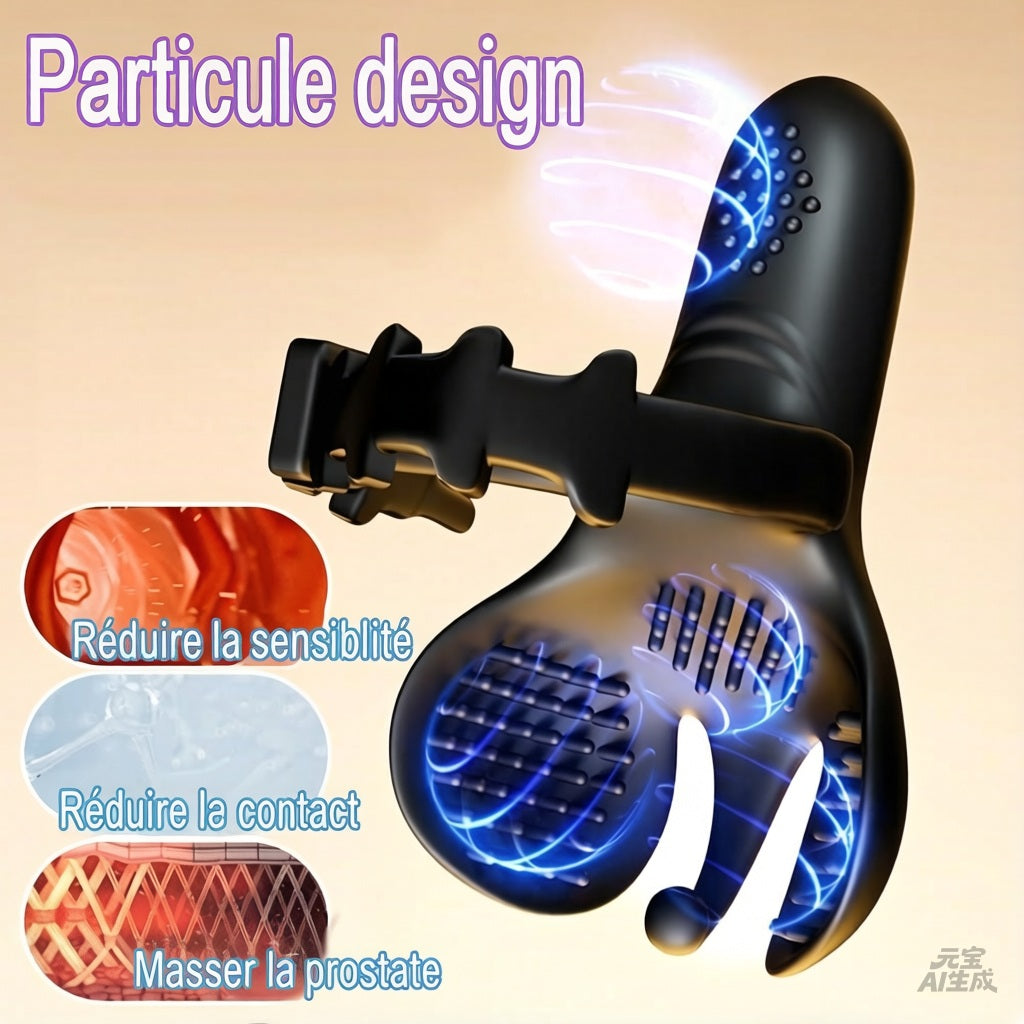 Anneaux vibrants pour pénis en silicone extrême, anneaux vibrants avec testicules, anneaux vibrants pour hommes avec 10 modes de vibration, jouets sexuels pour la stimulation masculine