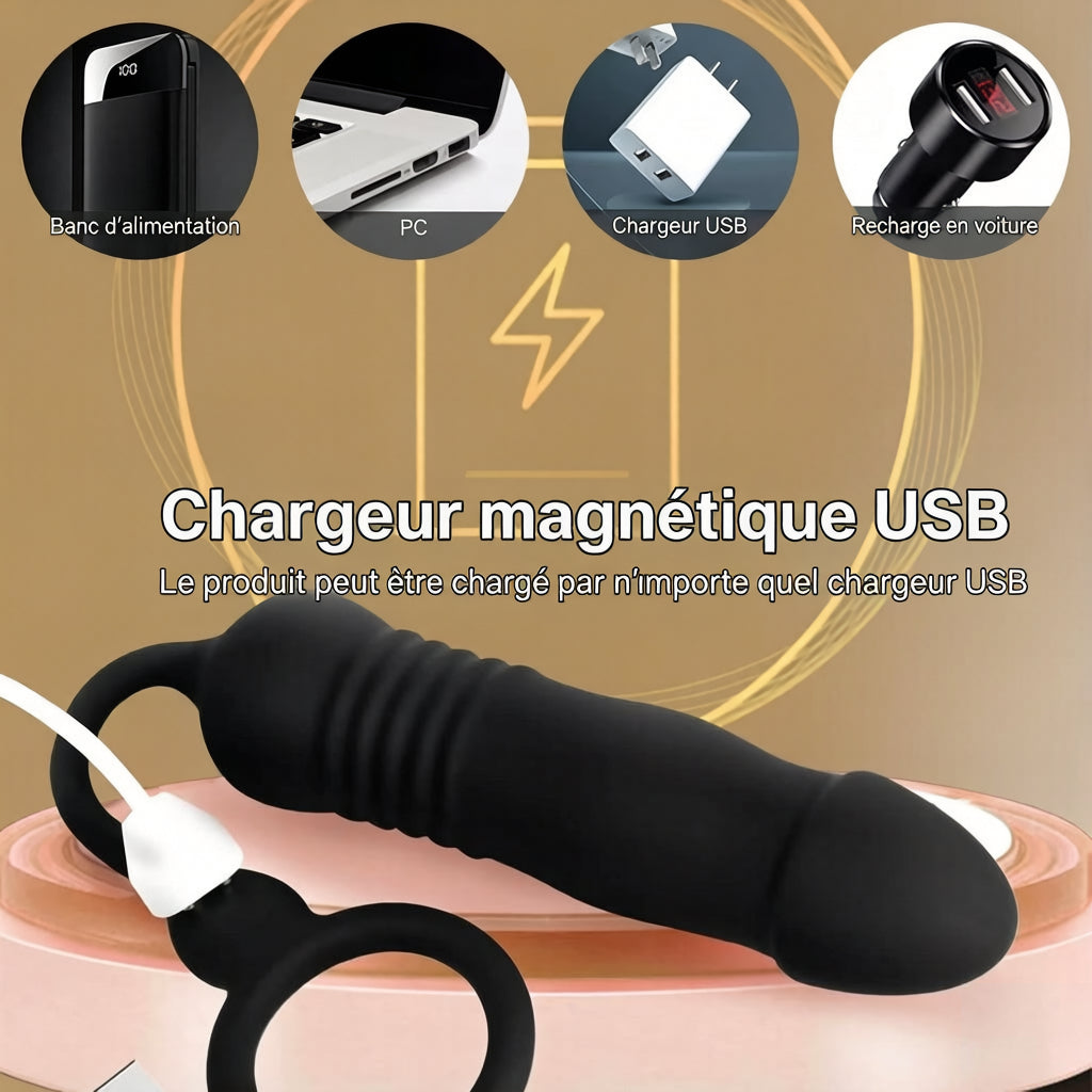 Stimulateur de prostate masculin, appareils de massage, vibromasseurs anaux avec anneau pénien, télécommande, vibromasseur télescopique avec 3 modes de vibration + 3 modes de poussée, plug anal, gode, jouets sexuels pour hommes
