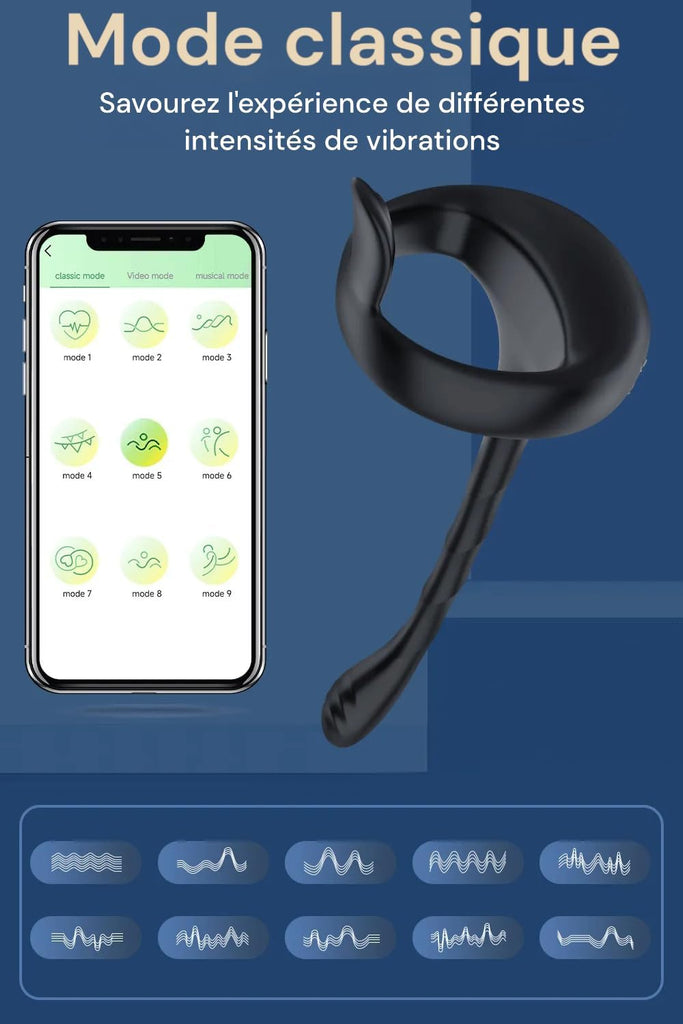 Sextoys plug anal - 5 EN 1 APP Masseurs de Prostate Vibrant avec Anneaux de Pénis - 10 Modes de Vibration -Télécommandé -Jouets Sexuels pour la Stimulation Anale Couple, Étanche