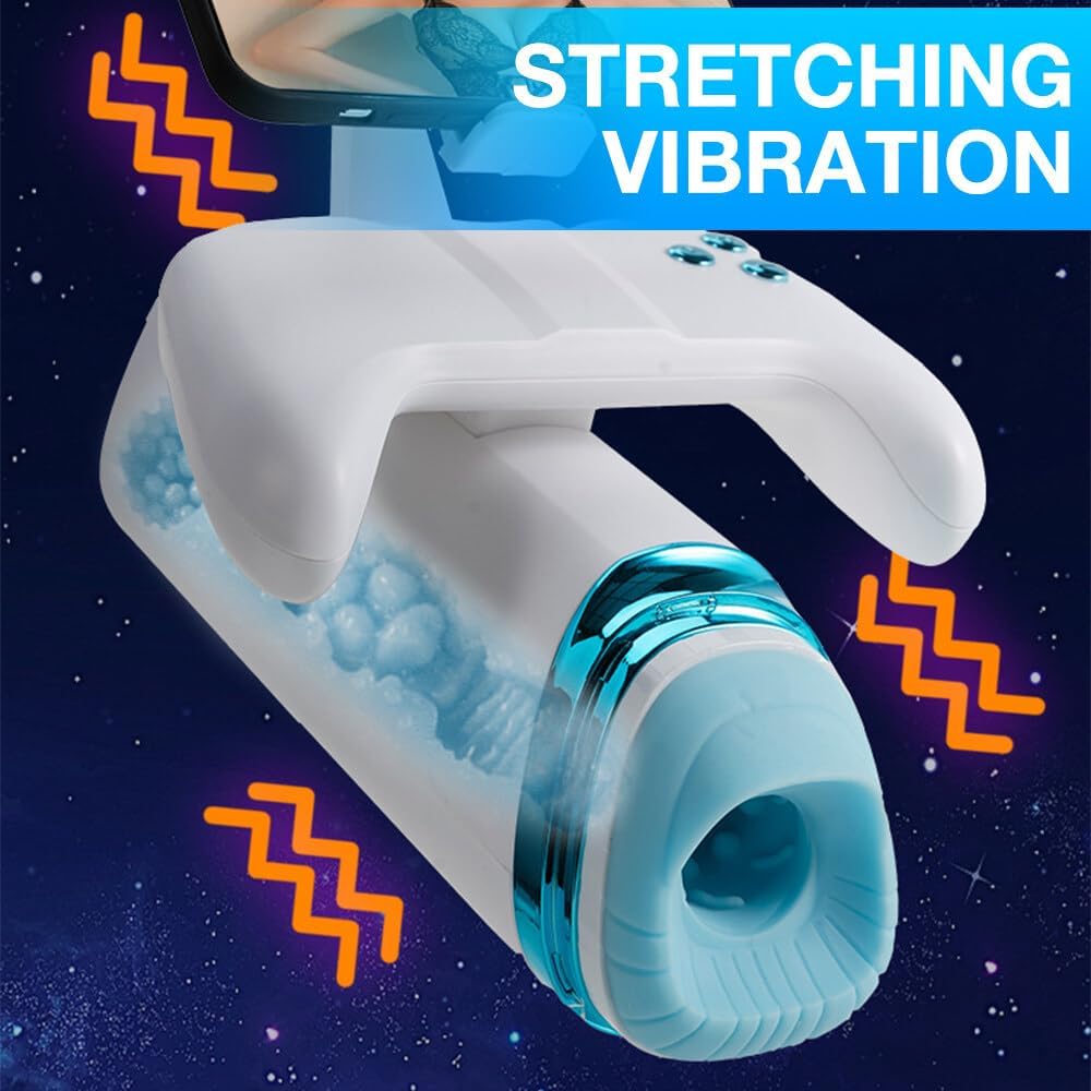 Masturbateurs Masculin, Masturbâteur Homme Mains Libres avec 10 modes de vibrations télescopiques, Masturbateur Automatique Sextoys Homme Orale Erotique