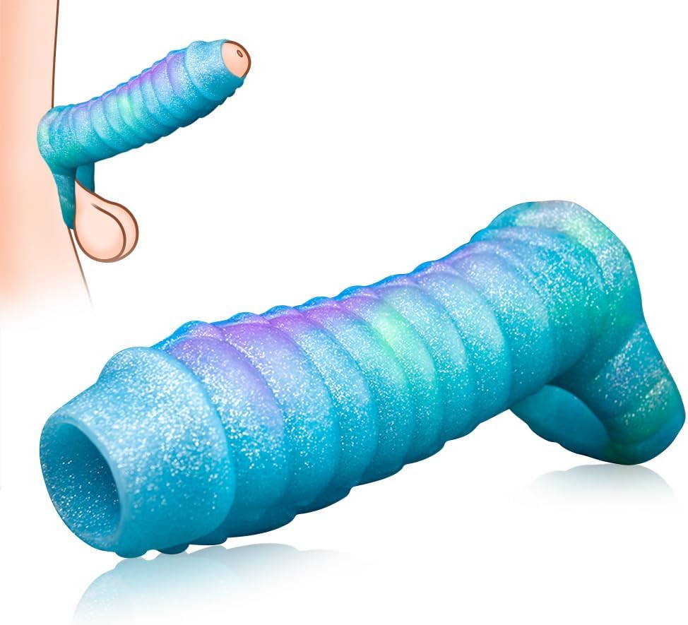 Gaines pour Pénis Monstre, Manchon Penis Ouvert avec Anneau Testiculaire, Agrandisseur de Pénis Réutilisable, Retardateur Éjaculation, Sex Toýs Homme pour Couple Plaisir