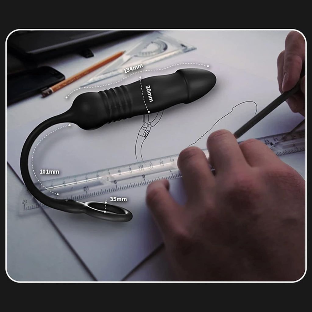 Stimulateur de prostate masculin, appareils de massage, vibromasseurs anaux avec anneau pénien, télécommande, vibromasseur télescopique avec 3 modes de vibration + 3 modes de poussée, plug anal, gode, jouets sexuels pour hommes