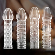 Charger l'image dans la galerie, Manchons de Pénis en Silicone Gaines de Pénis à Stimulation Intensive de Particules Transparentes Retarder L'éjaculation Améliorer La Couverture D'agrandissement Du Coq D'érection (jeu de 4)