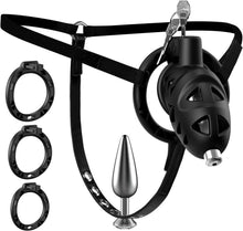 Charger l'image dans la galerie, Sex Toýs Homme Couple Cage de Chasteté Pénis avec Chastity Cage Plug,Harnais Réglable et Ceinture de Chasteté avec Anneaux de 3 Tailles avec Accessoires de bondage BDSM