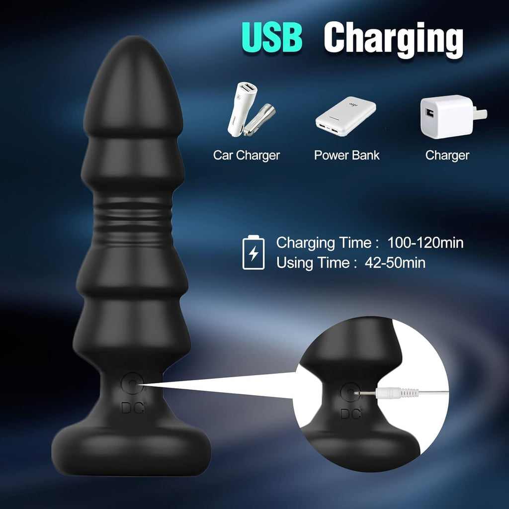 Plug Anal Vibromasseur Sex Toys, Homme Sex Stimulateur Gode Sex Toys Prostate Vibrateur Anal Télécommandé Sex Toýs avec 5 modes de poussée vibrant portabl Pour Couple Jouet Sexualité
