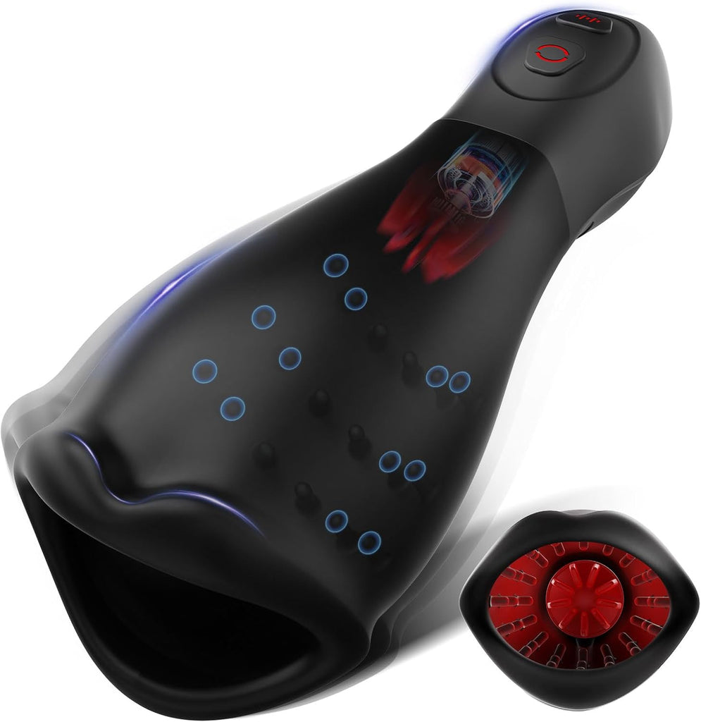 Masturbateurs Masculins Sex Toys, Automatique Masturbateur Homme avec 5 Modes de léchage de langue rotatifs & 10 Modes de Vibration, Enveloppé à 360° Penisse Vibromasseurs