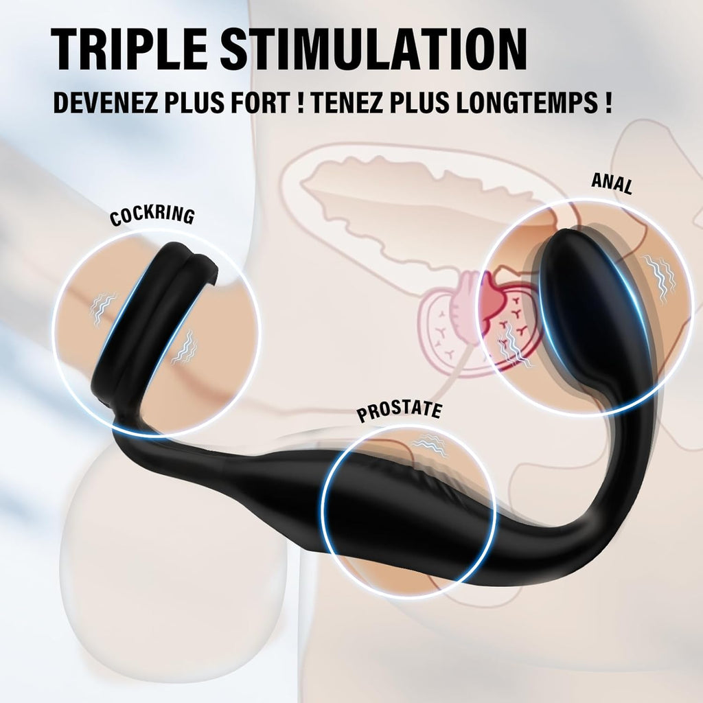 Vibromasseurs Sex Toys Couple - Anneau Penien Homme Toýs Pénis Vibrant Retardant d'éjaculation avec 10 * 10 Modes de Vibration, Sextoyse Plug Anal pour Gay Stimulateur Prostate,Masculins Plugs Anus