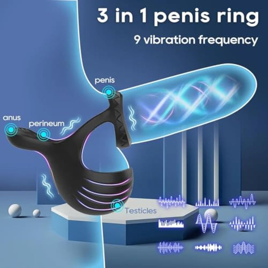 Sextoy Homme avec Télécommande et Application,Anneau De P-ÊŇIs en Silicone,étanche réglable pénien avec Anneau testiculaire plaisir Couple