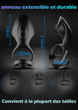 Charger l'image dans la galerie, Double Anneau Vibrant en Silicone avec 10 Modes de Vibration d'érection Améliorant Vibromasseurs Sex Toys pour Hommes Couple