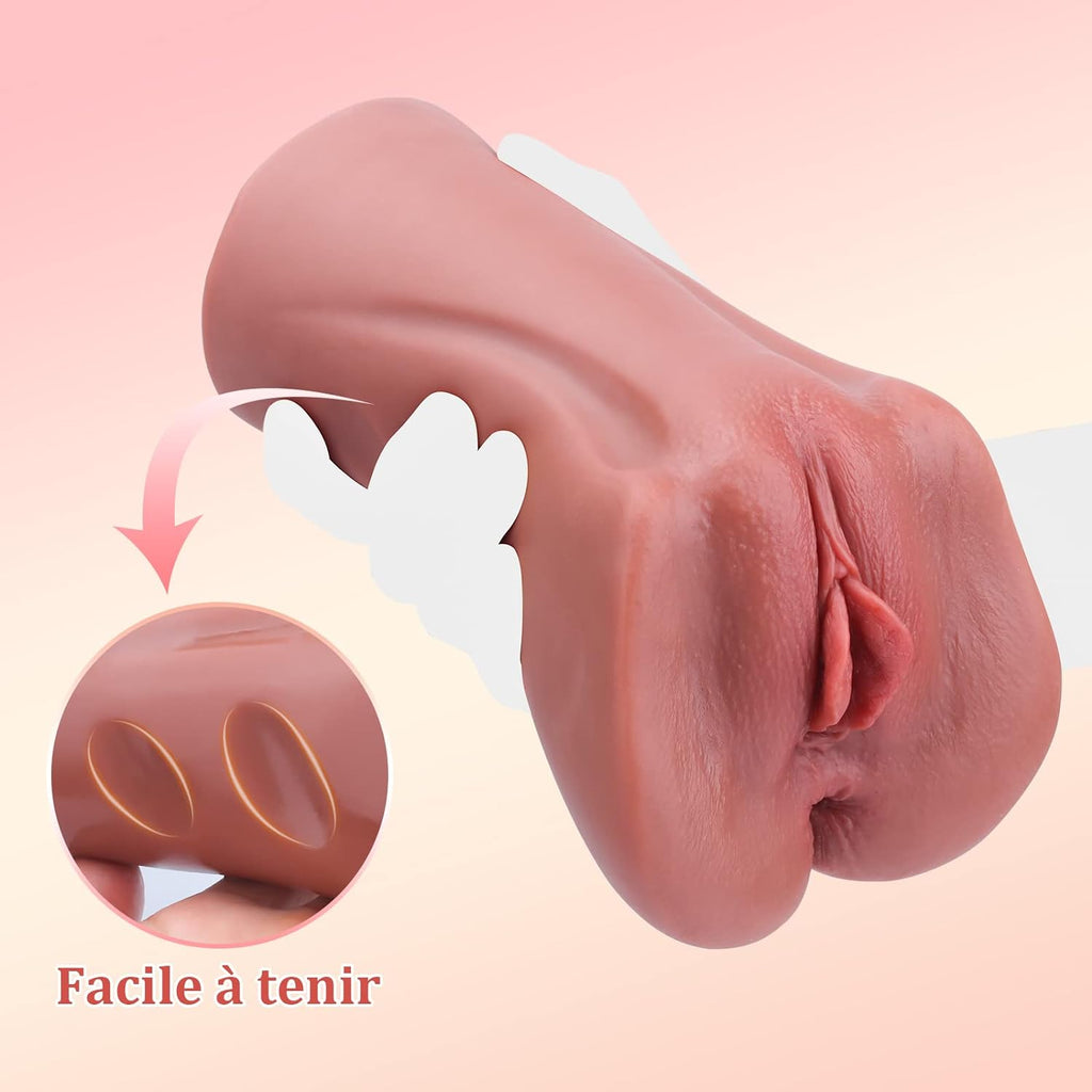 2 EN 1 Masturbeuse Homme Masturbateur Réaliste, Poche Chatte Réaliste Vaginette Silicone Anal Sex Toy Masturbateurs Masculins Sextoyse
