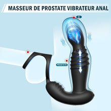 Charger l'image dans la galerie, Masseurs de Prostate Sex Toys Anals avec Anneaux de Pénis, Vibromasseur Anal Télécommandé avec 10 Modes de Poussée &amp; de Vibration, Vibrateur Gode Anal Plug Anal Vibrant Sextoy pour Hommes et Couple