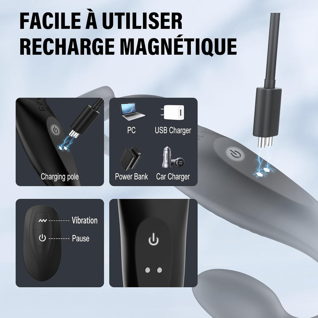 Vibromasseurs Sex Toys Couple - Anneau Penien Homme Toýs Pénis Vibrant Retardant d'éjaculation avec 10 * 10 Modes de Vibration, Sextoyse Plug Anal pour Gay Stimulateur Prostate,Masculins Plugs Anus