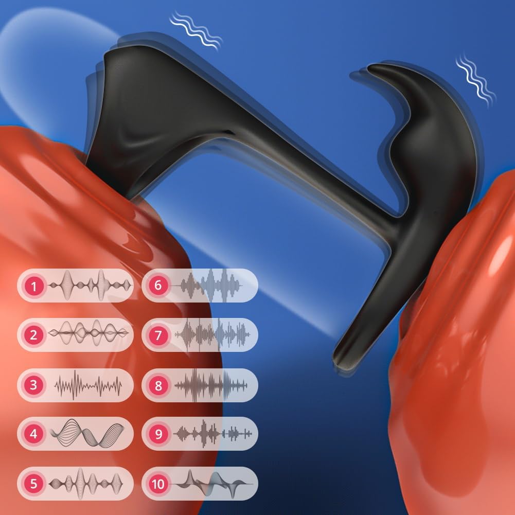 Vibrateurs anneau Pénien, Vibrateurs anaux pour homme Stimulateur de massage de la Prostate avec 10 modes de Vibration Télécommande Vibrant Cockring Anal Plug Jouets sexuels pour hommes Couples