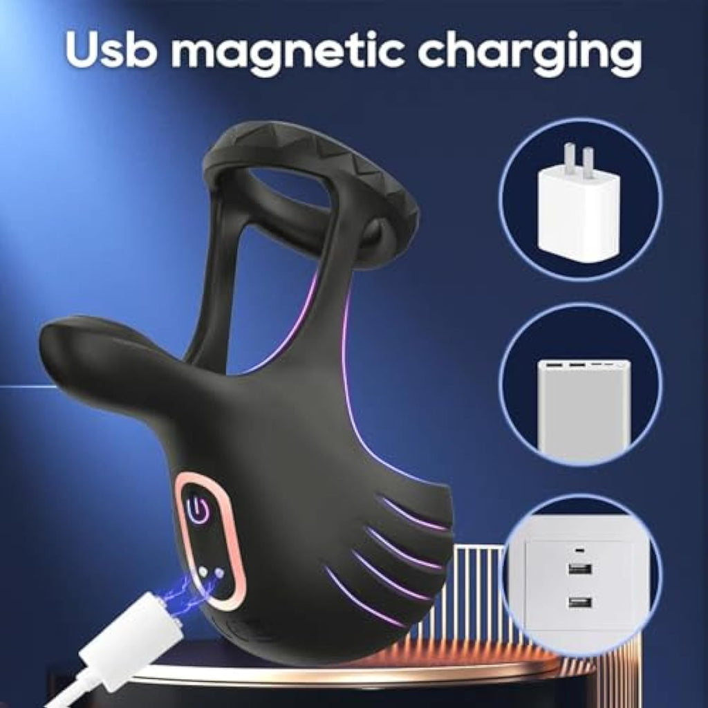 Sextoy Homme avec Télécommande et Application,Anneau De P-ÊŇIs en Silicone,étanche réglable pénien avec Anneau testiculaire plaisir Couple