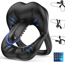 Charger l'image dans la galerie, Double Anneau Penien - Anneau Homme Sex Toýs Homme, Anneau Vibrant Pénis Clitoridienne avec Vibromasseur à Langue Reglable, Cockring Sextoy Jouet Sexualité Couple avec Le Stimulateur du Périnée