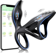 Charger l'image dans la galerie, Anneaux Péniens Vibrants avec App, Vibrateur d'Anneaux Péniens à Deux Moteurs, Jouets Sexuels pour Adultes à Distance pour le Plaisir des Hommes, Masseur de Coq à 7 Vibrations Puissantes pour Hommes