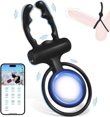 Anneau Penien - Anneau Homme Vibrant Sex Toýs Couple Vibromasseur, Femme Clitoridien Puissant - Rechargeable, prêt pour la douche et dure jusqu'à 60 minutes, 10 Modes de Vibration et Contrôle des APP