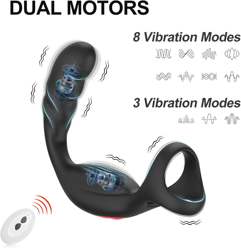 Masseur de Prostate Jouet Sexuel Anal, 4 en 1 Vibromasseurs Anales avec 10 Vibrations, Vibrateur pour Pénis avec Anneau Pénien & Télécommande, Plugs Anals Vibrants-Jouet pour Adulte pour Homme