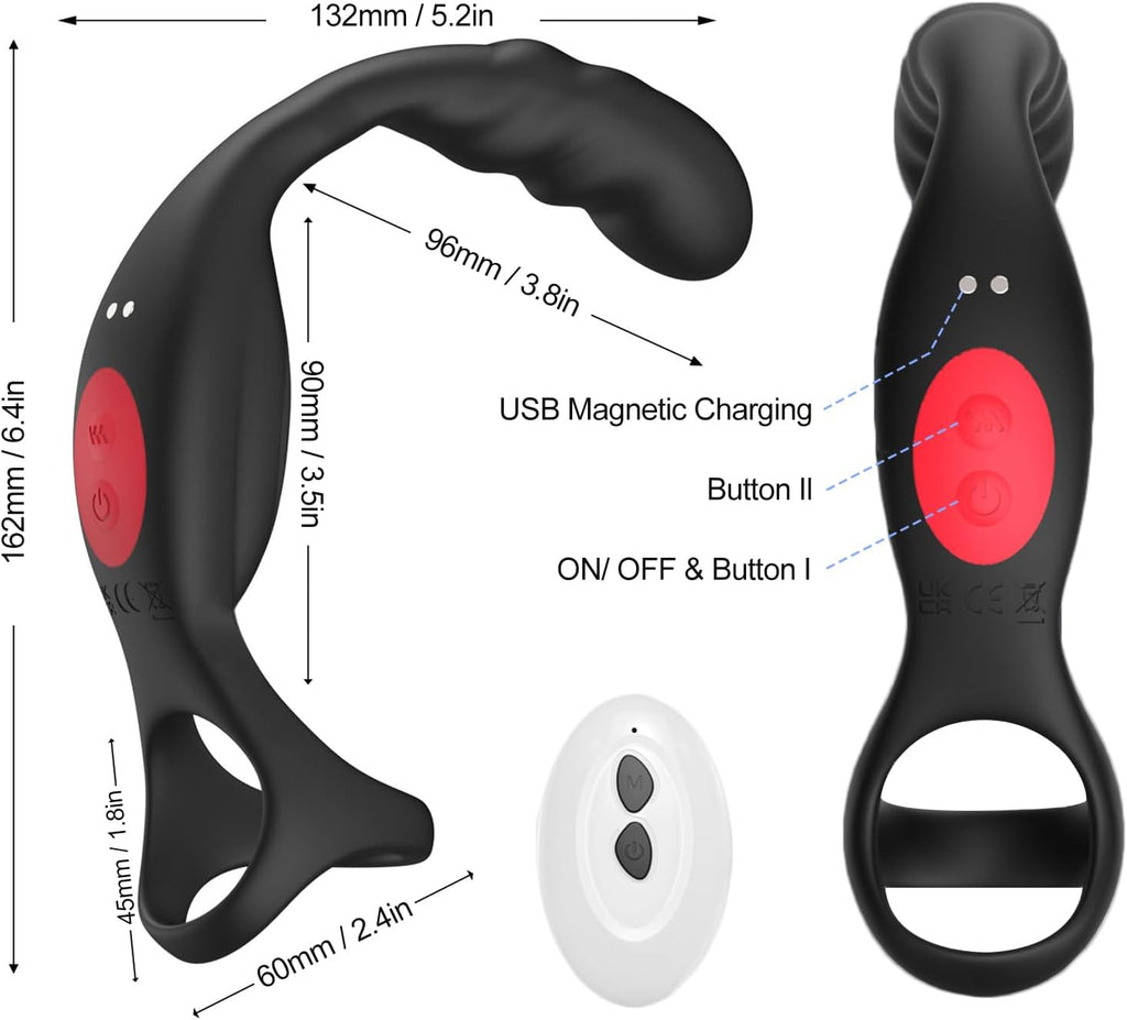Masseur de Prostate Jouet Sexuel Anal, 4 en 1 Vibromasseurs Anales avec 10 Vibrations, Vibrateur pour Pénis avec Anneau Pénien & Télécommande, Plugs Anals Vibrants-Jouet pour Adulte pour Homme