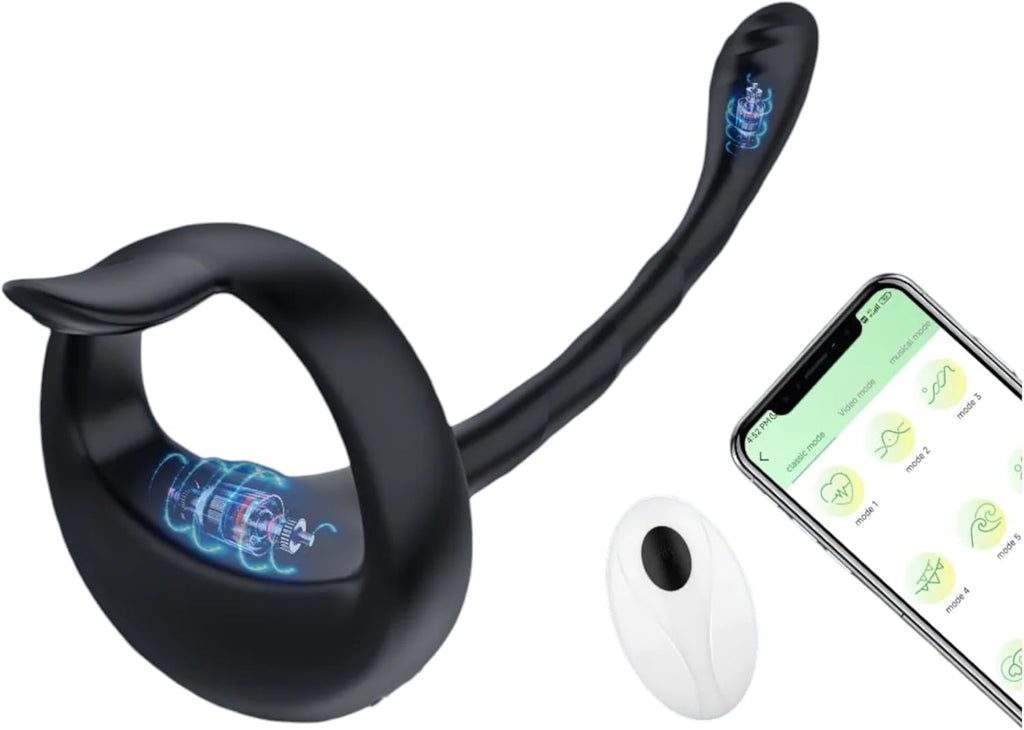 Sextoys plug anal - 5 EN 1 APP Masseurs de Prostate Vibrant avec Anneaux de Pénis - 10 Modes de Vibration -Télécommandé -Jouets Sexuels pour la Stimulation Anale Couple, Étanche