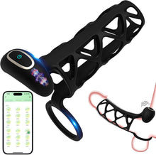 Charger l'image dans la galerie, Anneau pénien à manchon pour hommes, jouets sexuels vibrants à manchon coq, extension de pénis de vibrateur masculin APP, amélioration de l'érection de l'éjaculation retardée