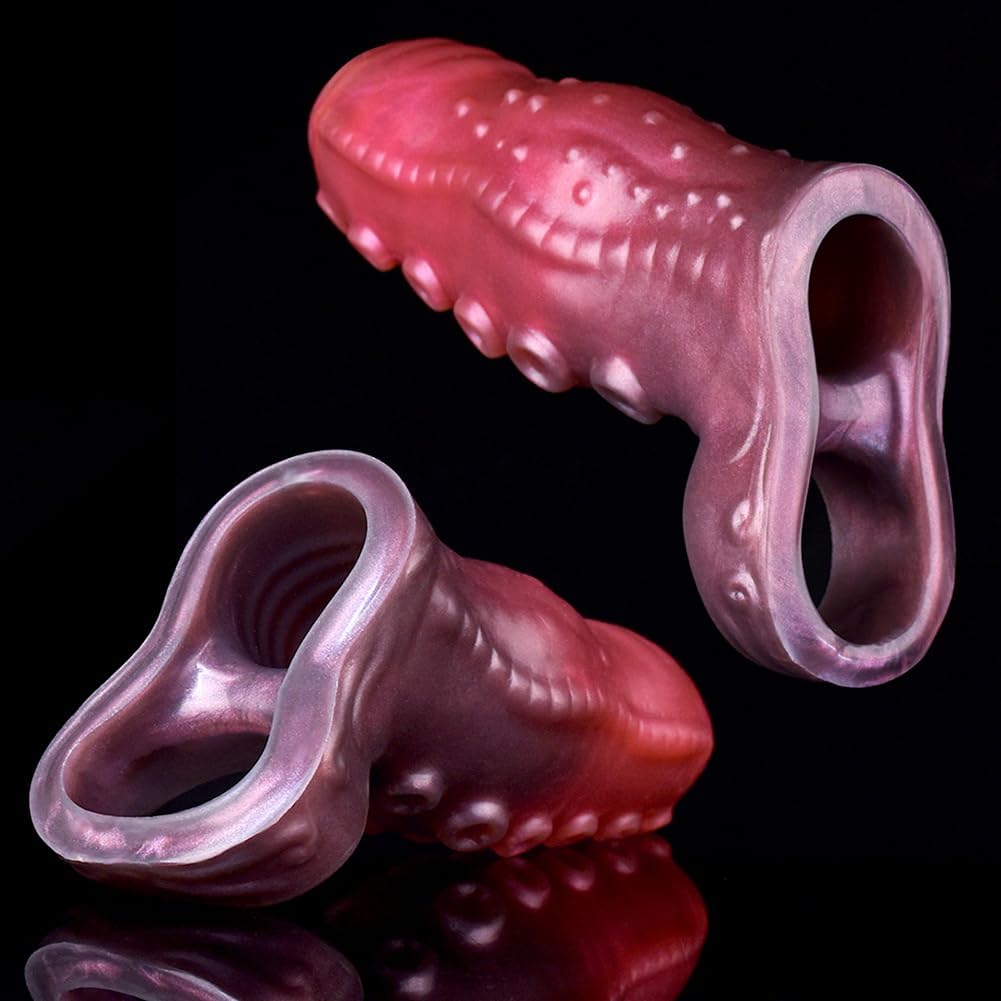 Gaines pour Pénis Tentacule, Manchon Penis Ouvert avec Anneau Testiculaire, Agrandisseur de Pénis Réutilisable, Retardateur Éjaculation, Sex Toýs Homme pour Couple Plaisir