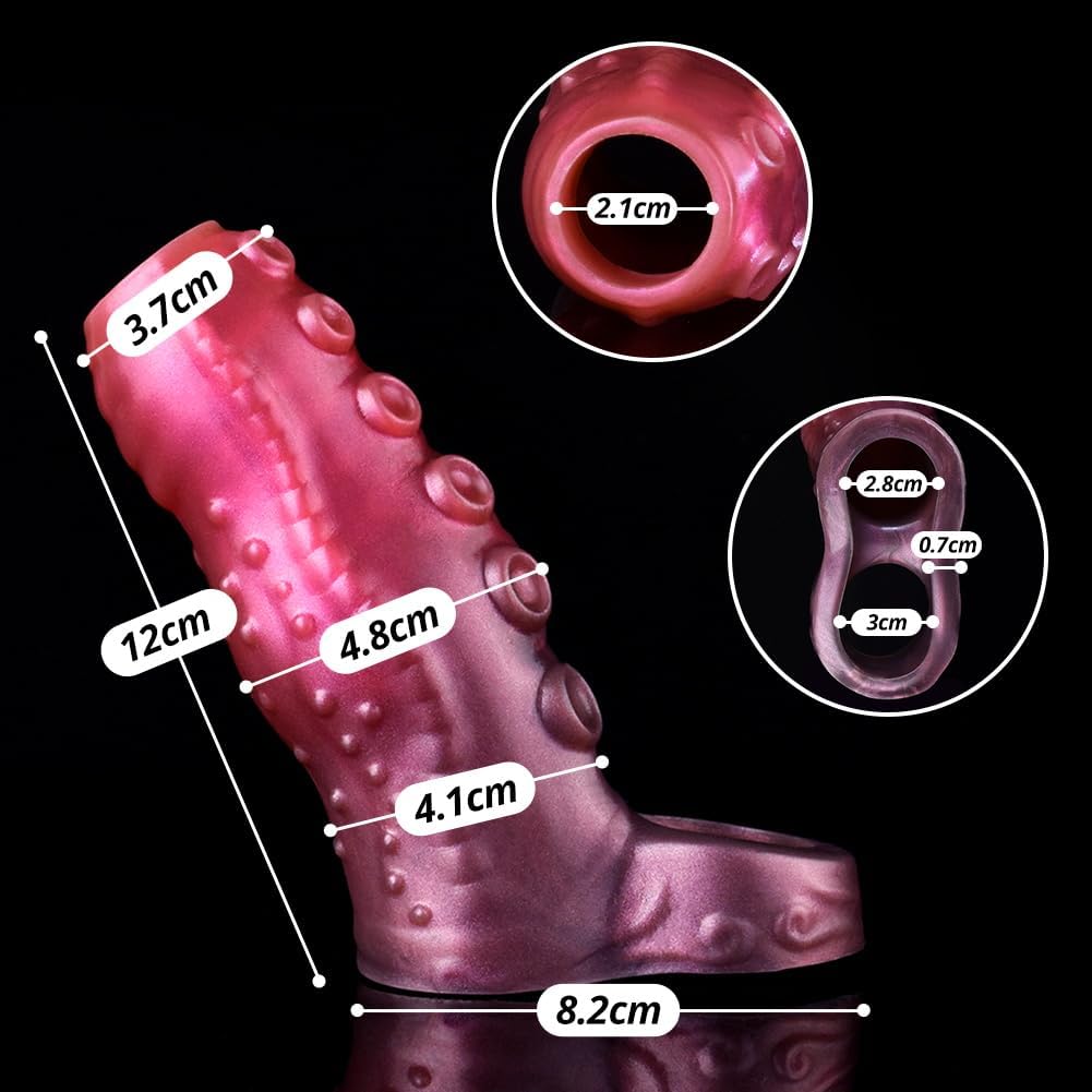 Gaines pour Pénis Tentacule, Manchon Penis Ouvert avec Anneau Testiculaire, Agrandisseur de Pénis Réutilisable, Retardateur Éjaculation, Sex Toýs Homme pour Couple Plaisir
