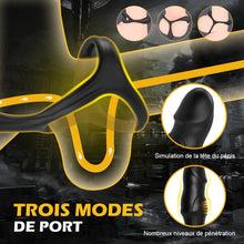 Charger l'image dans la galerie, Masseur de prostate 9 Vibration &amp; 9 va-et-vient de billes &amp; 9 tapotements avec cockring
